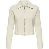 Regular fit gebreid jack met ribmotief, model 'ELLY'