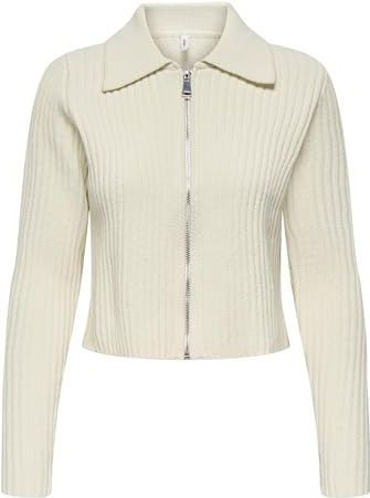 Regular fit gebreid jack met ribmotief, model 'ELLY'