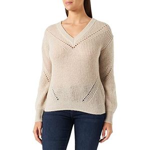 Morgan Damestrui, lange mouwen, V-hals, Milou, beige, TM, Linnen, M