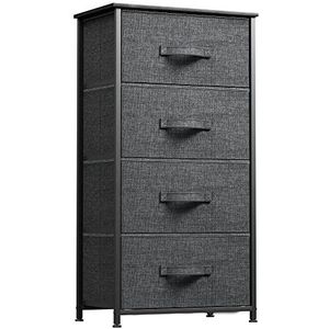 YITAHOME Commode, kast, opbergkast, 4 stoffen laden met handgrepen, opbergcommode, grijs