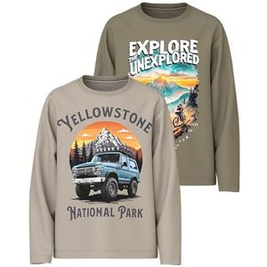NAME IT - NKMVOTO - Longsleeve - Beige / Kaki / Zwart / Wit - 2 Pack