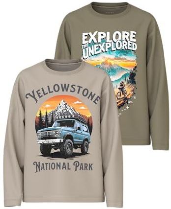 NAME IT - NKMVOTO - Longsleeve - Beige / Kaki / Zwart / Wit - 2 Pack