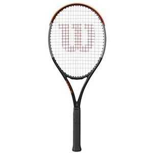 Wilson Burn Racket 100 V4.0, Ambitieuze recreatieve speler, Zwart/Grijs/Oranje, WR044710U2, 4 3/8