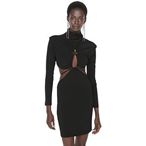 Trendyol Dames Mini Bodycon Fitted Knitwear Jurk, zwart, 42