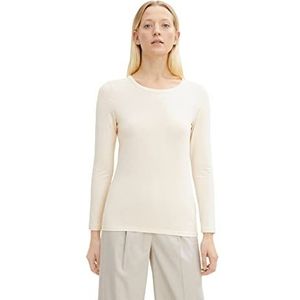 TOM TAILOR Dames 1035396 Longsleeve T-Shirt, 28130-Soft Buttercream, S