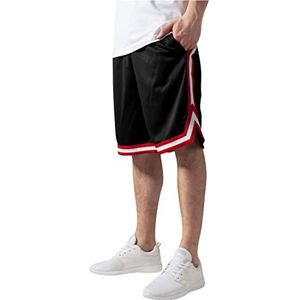 Urban Classics Heren Shorts Stripes Mesh, korte sportbroek voor mannen van licht mesh materiaal, sportshorts in vele kleuren, maten S - 3XL, meerkleurig (Blkredwht 57), 3XL