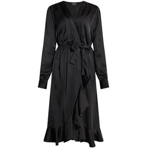 CHANI Midi jurk met lange mouwen voor dames, zwart, XS