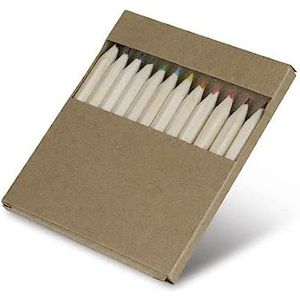 OgniBene s.r.l.s. Verpakking houten kleurpotloden 12 stuks in kartonnen etui. Afmetingen van het artikel: 10,5 x 8,9 x 0,8 cm.