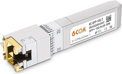 6COM - GIGA 10GBase-T SFP+ Ontvanger - Tot 30 Meter - Voor Cisco SFP-10G-TS - Ubiquiti - D-Link - Supermicro - Netgear - MikroTik S+RJ10