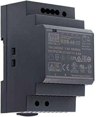 12 VDC | 4,5 A | 54 Watt | Mean Well HDR-60-12 DIN-rail voeding DIN-rail