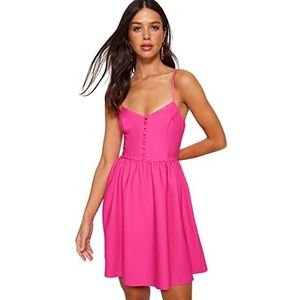 Trendyol Dames Skater Regular fit geweven jurk, roze,38, roze, 36