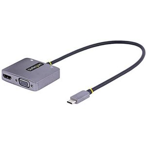 StarTech.com USB C HDMI VGA Adapter, USB C Multiport Video Adapter met HDMI, VGA en 3.5mm Audio, HDMI 4K 60Hz HDR, 100W PD, Thunderbolt 3/4 Compatibel, USB C Travel Adapter (122-USBC-HDMI-4K-VGA)