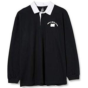 Supportershop poloshirt Rugby LS Nieuw-Zeeland, zwart, lange mouwen, unisex, volwassenen, FR: L (maat fabrikant: L)