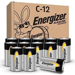 Energizer Alkaline Power C-batterijen (verpakking van 12), langdurige alkalische C-celbatterijen - verpakking kan variëren