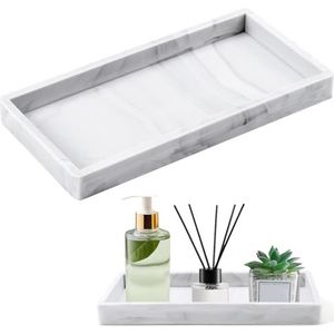 NEUTYPECHIC Marmeren dienblad, 10 x 20 cm, siliconen decoratief dienblad voor badkamer, wastafel, aanrecht, toiletspoelbak, decoratieve sieraden, sleutelhouder, kom, marmerkleur