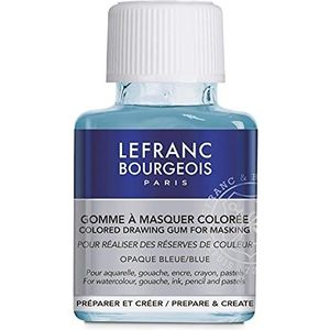 Lefranc Bourgeois 301156 Gekleurde maskeergom, verwijderbare maskeerfilm voor nauwkeurige en scherpe lijnen in het midden van vloeiende aquarelverf - 75ml Fles, Blue