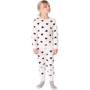 Petit Bateau Pyjama voor kinderen van katoenen badstof met hartjesprint, Milk/avond, 24 Maanden