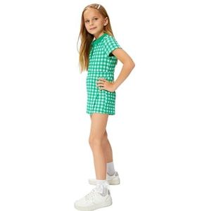 Koton Girls's Skort Elastische Tailleband Envelop Katoenen Shorts, groen design (7d8), 9-10 Jaar