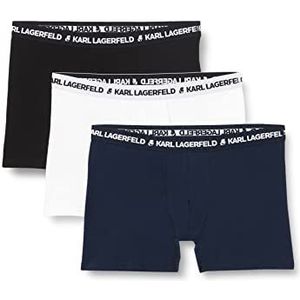 KARL LAGERFELD Heren Logo Boxers (Set van 3), Wit/Marine/Zwart, XS