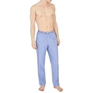 Emporio Armani Yarn Dyed Woven Pajama Trainingsbroek voor heren, Vertical Stripe Light Blue, L