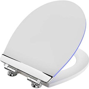 Cornat Wc-bril"White Shining" - zachte LED-verlichting 's nachts - met akoestische sensor - Quick Up & Clean functie - softclosemechanisme - comfortabele montage van bovenaf/toiletbril/wc-deksel