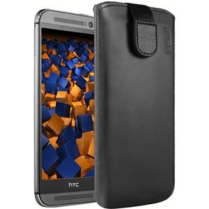 mumbi Echt leren hoesje compatibel met HTC One M8 / M8s hoes leren tas case portemonnee, zwart