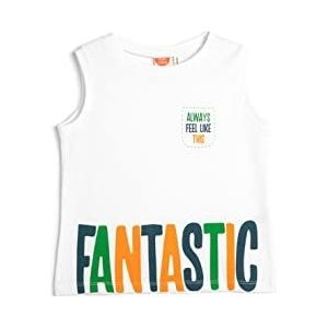 Koton Babyboys Tanktop, ronde hals, mouwloos, bedrukt katoenen shirt, wit (000), 3-4 Jaar