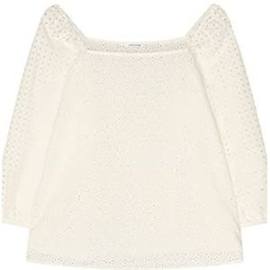 Seidensticker Damesblouse, modieuze blouse, vierkante hals, 3/4 mouw, stretch, Egret, 36