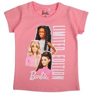 Barbie, T-shirt, jongens, meisjes, (4 tot 10 jaar), poloshirt, tanktop, overhemd, bedrukt, kleding, uniseks, kinderen, sport, ademend, model Bar 5202459 S2-10A, roze, Roze, 10 Jaar