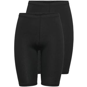 ONLY Fietsbroek voor dames, verpakking van 2 stuks, zwart, M