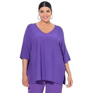 Ulla Popken - Trui - Lila - Gebreid - V-hals - Halve Mouw