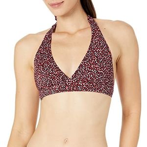 Amazon Essentials Dames lichte ondersteuning stropdas halter bikini badpak top (verkrijgbaar in grote maten), baksteenrood luipaard, groot