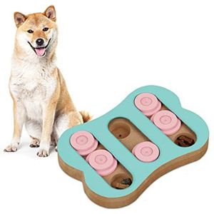 Relaxdays intelligentie speelgoed hond, snoepjes-design, denkspelletje, voerpuzzel, hersenwerk, labrador, turquoise-roze