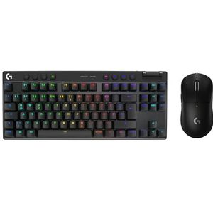 Logitech G PRO X TKL LIGHTSPEED Draadloos gamingtoetsenbord - Zwart - DEU - TACTILE & Logitech G PRO X SUPERLIGHT 2 LIGHTSPEED draadloze gaming muis, lichtgewicht, German Packagin, Zwart