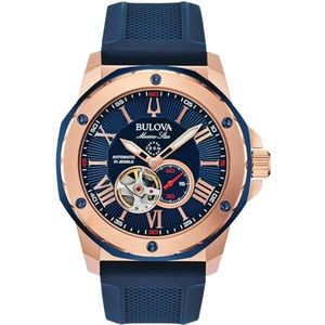 Bulova Heren analoog mechanisch horloge met siliconen armband 98A227, blauw, Band