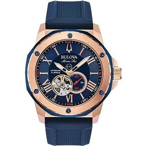 Bulova Heren analoog mechanisch horloge met siliconen armband 98A227, blauw, Band