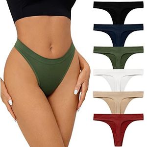 SHARICCA Naadloze Thongs voor Vrouwen Sexy Ademend No Show String Ondergoed Vrouwen Meerdere Pack, (6 Pack) Mooie Vintage, S