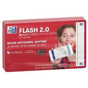 Oxford Flash 2.0 Flashcards A7 blanco rood pak 80 kaartjes