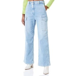 Replay Dames Jeans Drewby Wide Leg Straight-Fit van Comfort Denim, Super Light Blue 011, 24W