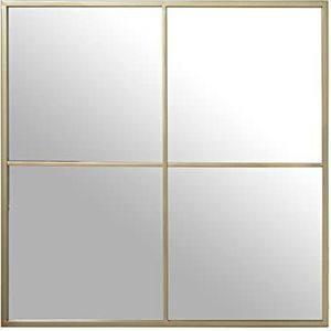 DRW Wandspiegel, vierkant, van goudkleurig metaal, 80 x 2 x 80 cm