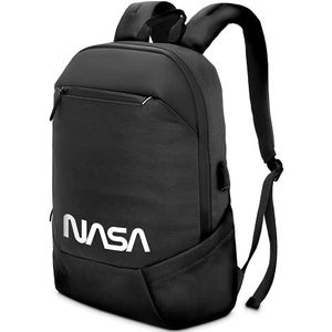 ATLANTIS NASA Edition notebooktas 15,6"" inch schouderriem, binnenkussen, documentenvak, buitenvak voor accessoires, bevestigingsband trolley schouderriem, zwart