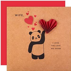Hallmark Valentijnskaart voor vrouw - Contemporary Panda Love Design Bruin, Rood & Zwart 25561952