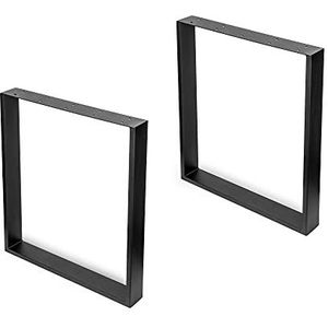 Emuca - Set met twee rechthoekige tafelpoten, 600x720mm, staal, zwart geschilderd