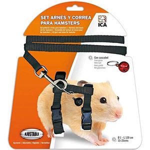 ICA DA978 Set met harnas en riem voor hamsters, zwart