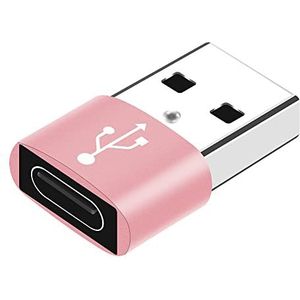 USB naar tpie adapter - C-stekker oplader, gegevensoverdracht via kabel, Apple converter, Samsung Galaxy (roze)