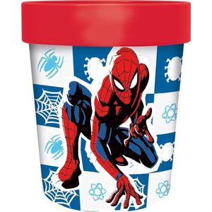Marvel Spiderman kinderbeker voor heren, spin, kunststof, rood, 260 ml, met antislip onderkant
