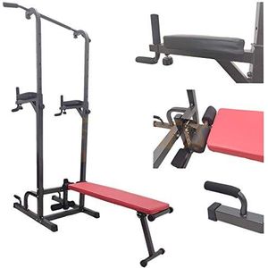 FLMD2163 Power Tower Dip Bar met optrekstang trainingsstation Chin up Sit up parallelle uitrusting multifunctionele home gym fitness thuis