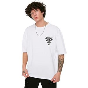 Trendyol Heren White Male Oversize Short Sleeve Ba T-Shirt, S