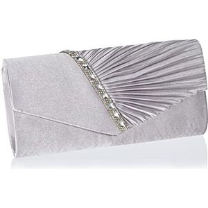 Damara Elegante strass-steentjes dames avondtas handtas, zilver, Large