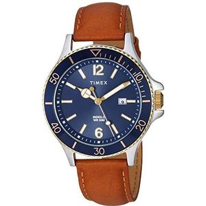 Timex Harborside herenhorloge met bruine/blauwe leren band TW2R64500
